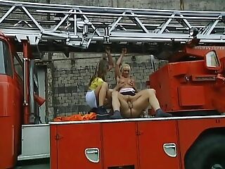 Two Amazing Youthful Bi-otches Fucked And Cummed In Mouth By Fireman With Big Meatpipe