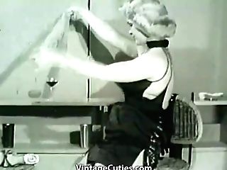 Wise Blonde Taking Off Her Clothes (1950s Antique)