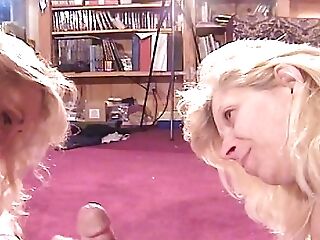 Vinage Session Of Two Stunning Cougars Sucking One Loaded Cane