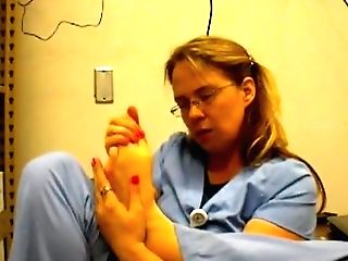 Real Nurse Deepthroats Toes In Hospital Closet